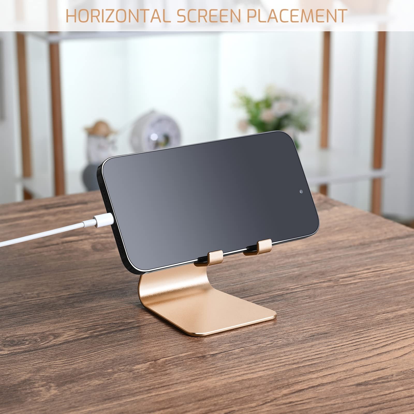 Gold Foldable Aluminum Alloy Cell Phone Holder,Tabletop Metal Phone Stand wit…
