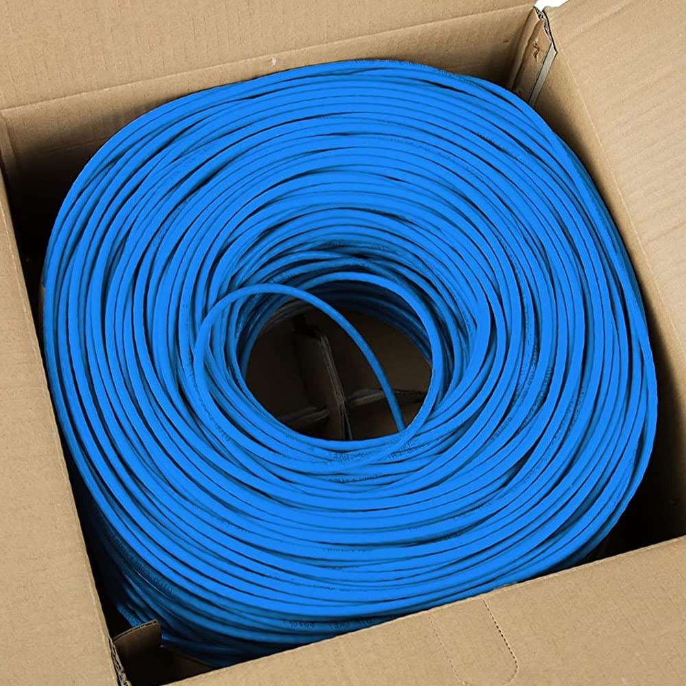 Cat6 Bulk Ethernet Cable 1000ft Riser CMR Solid 23AWG UTP Network Blue