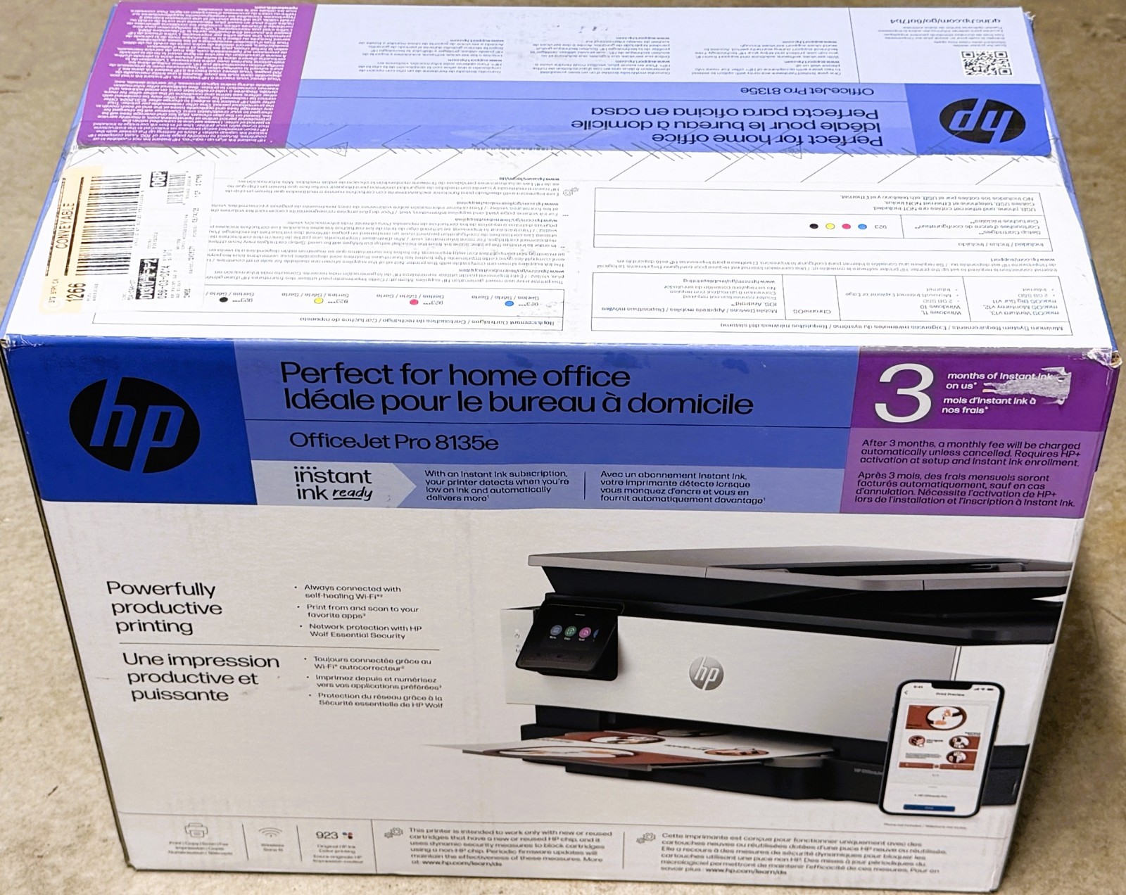 HP OfficeJet Pro 8135e All-in-One Color Printer Scanner Copier with 3 Months Ink