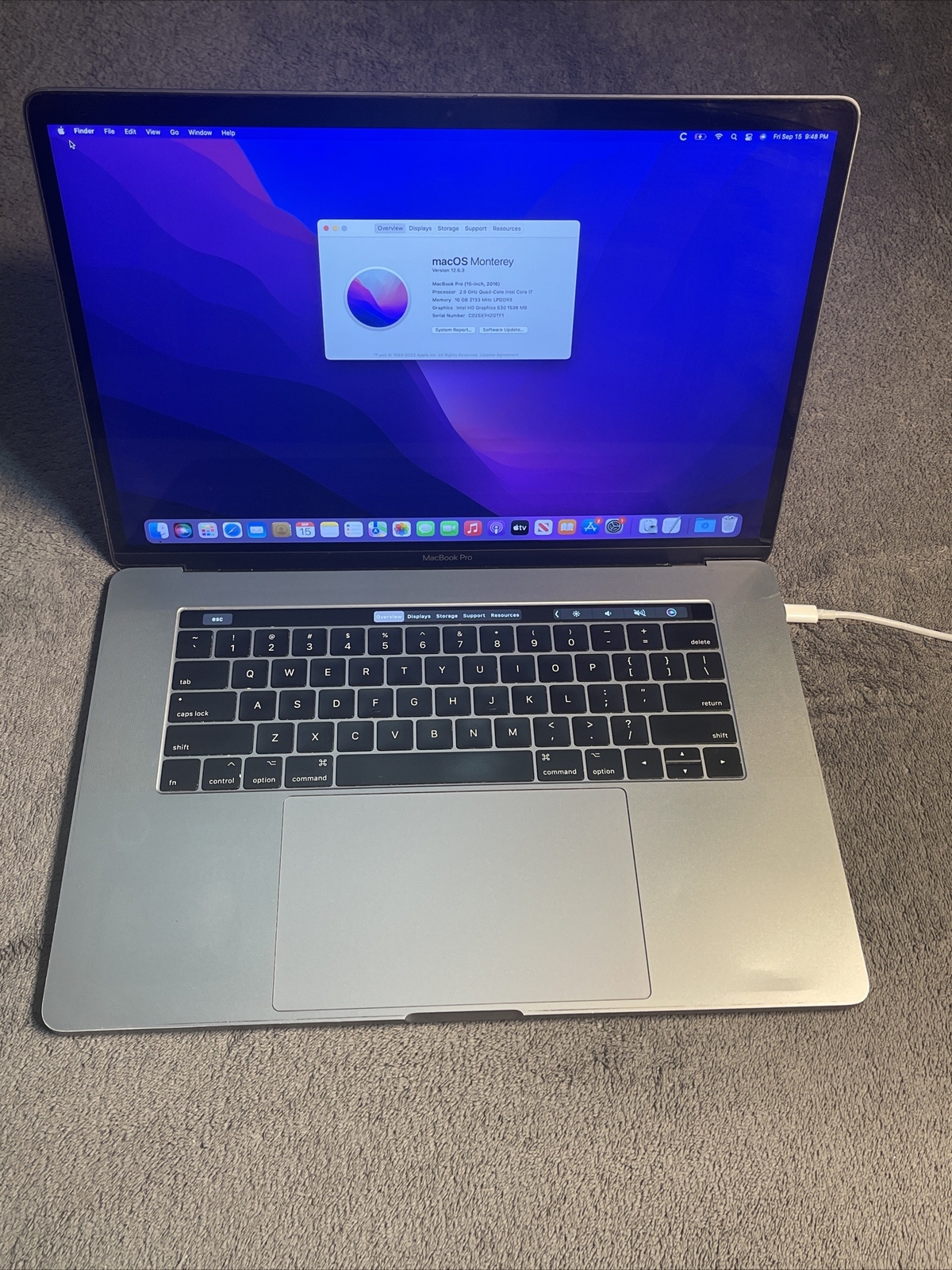 2016 MacBook Pro 15″ i7 2.9GHz 16GB Ram 500GB SSD A1707 MLH42LL/A BTO/CTO
