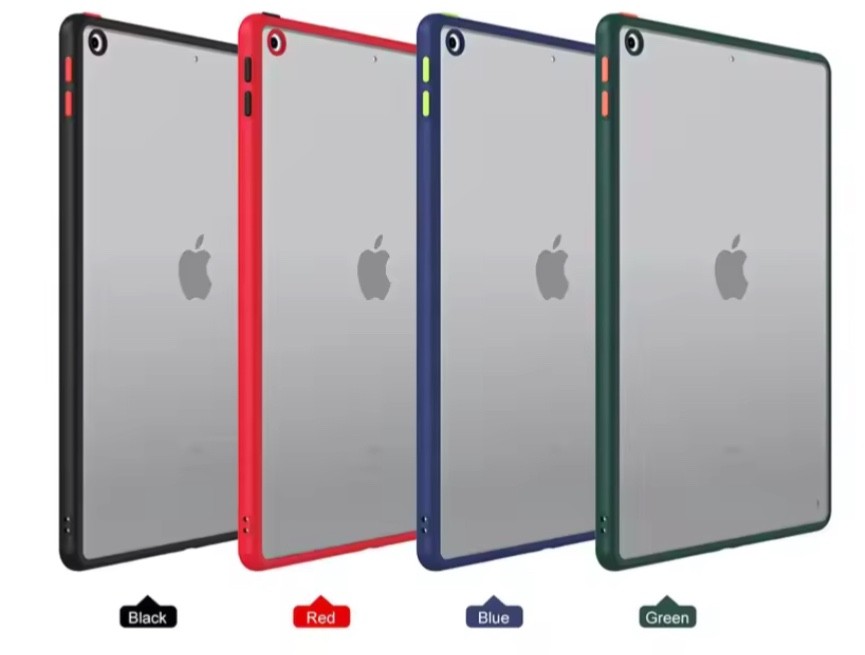 Ultra Thin Matte Clear Case iPad 10 Gen TPU Frame Back Cover. black / blue left
