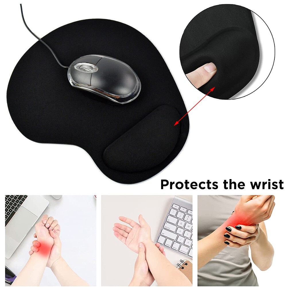 PC Mouse pad Ergonomic Comfortable Mat With Wrist Rest Support Gray Non Slip