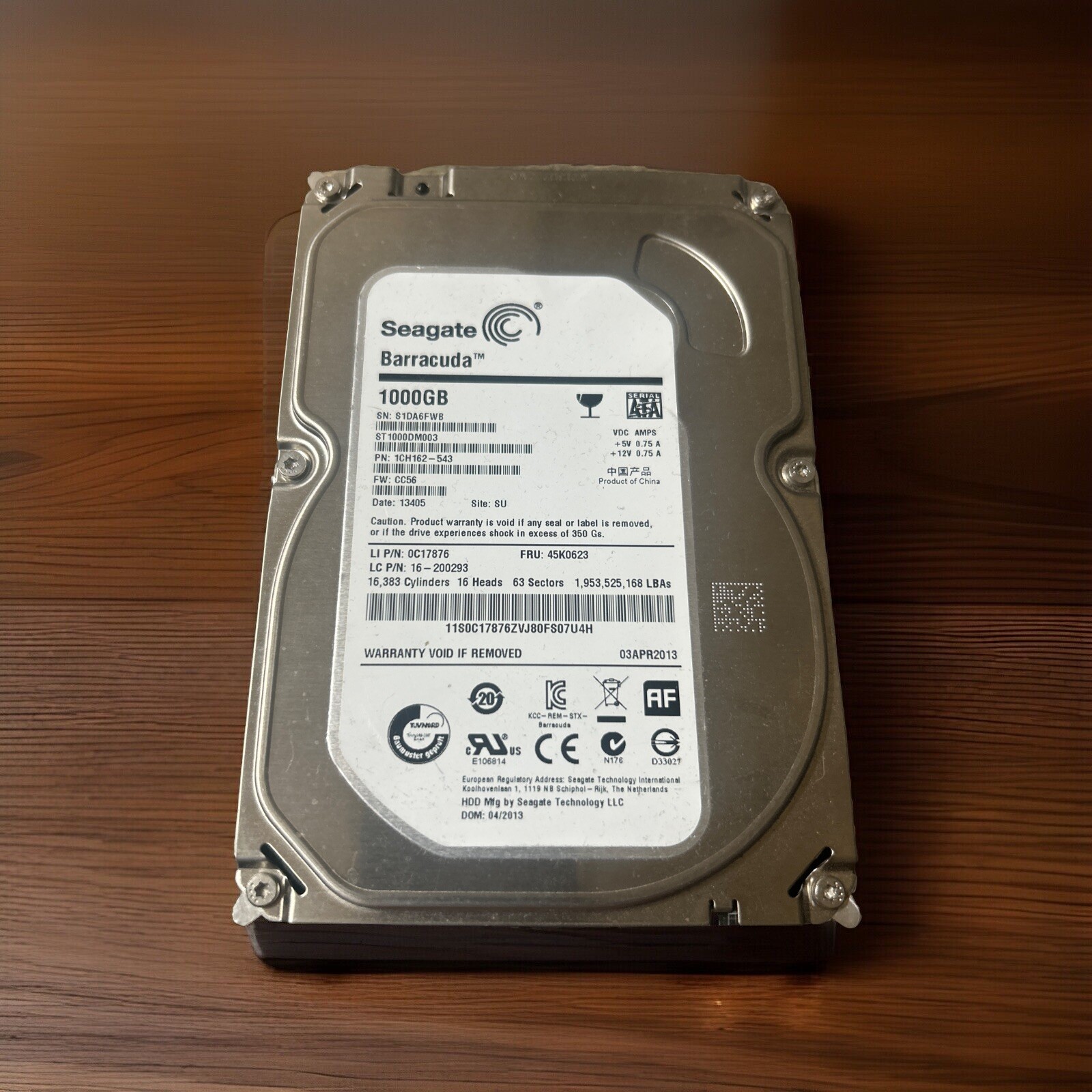 Seagate Barracuda ST1000DM003 1 TB,Internal,7200 RPM,3.5 inch HDD