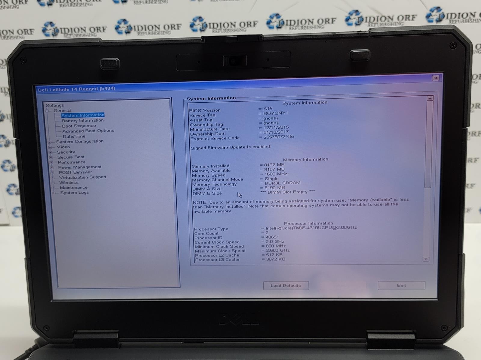 DELL Latitude 14 Rugged i5 4310U 2.00GHz 8 GB RAM NO HDD/SSD NO OS SKU 25750