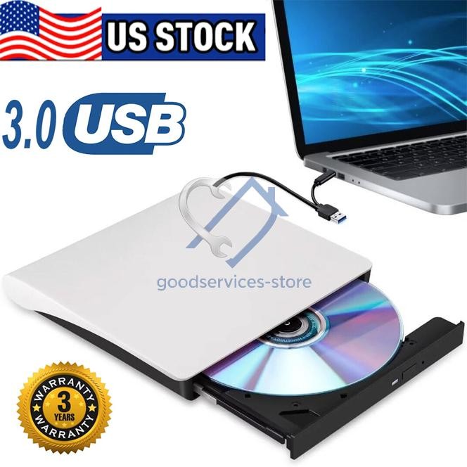 Slim External CD DVD Drive USB 3.0 Disc Player Burner Writer For Laptop PC Mac