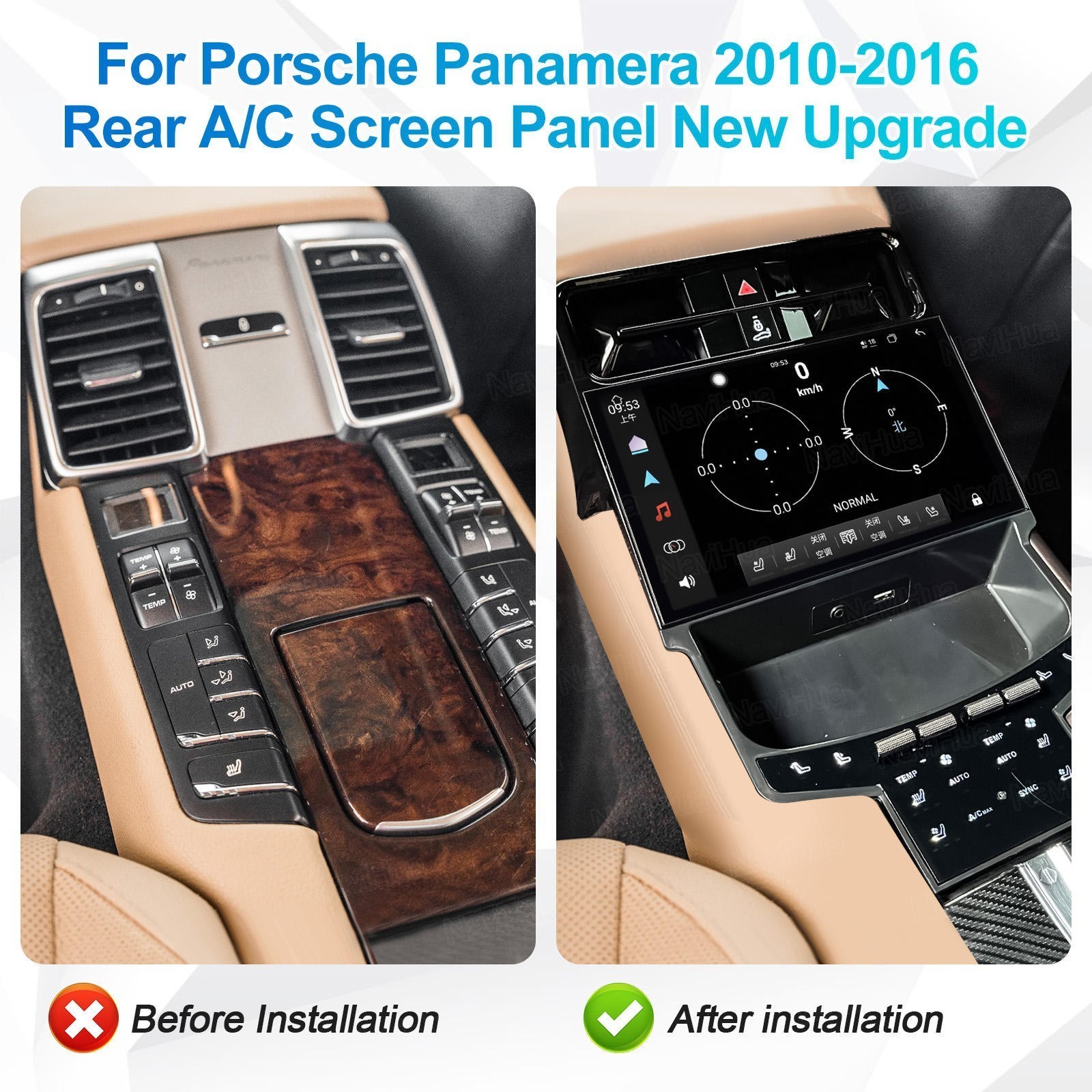 Car Digital Rear AC Screen Panel LCD Display For Porsche Panamera 970 2010-2016