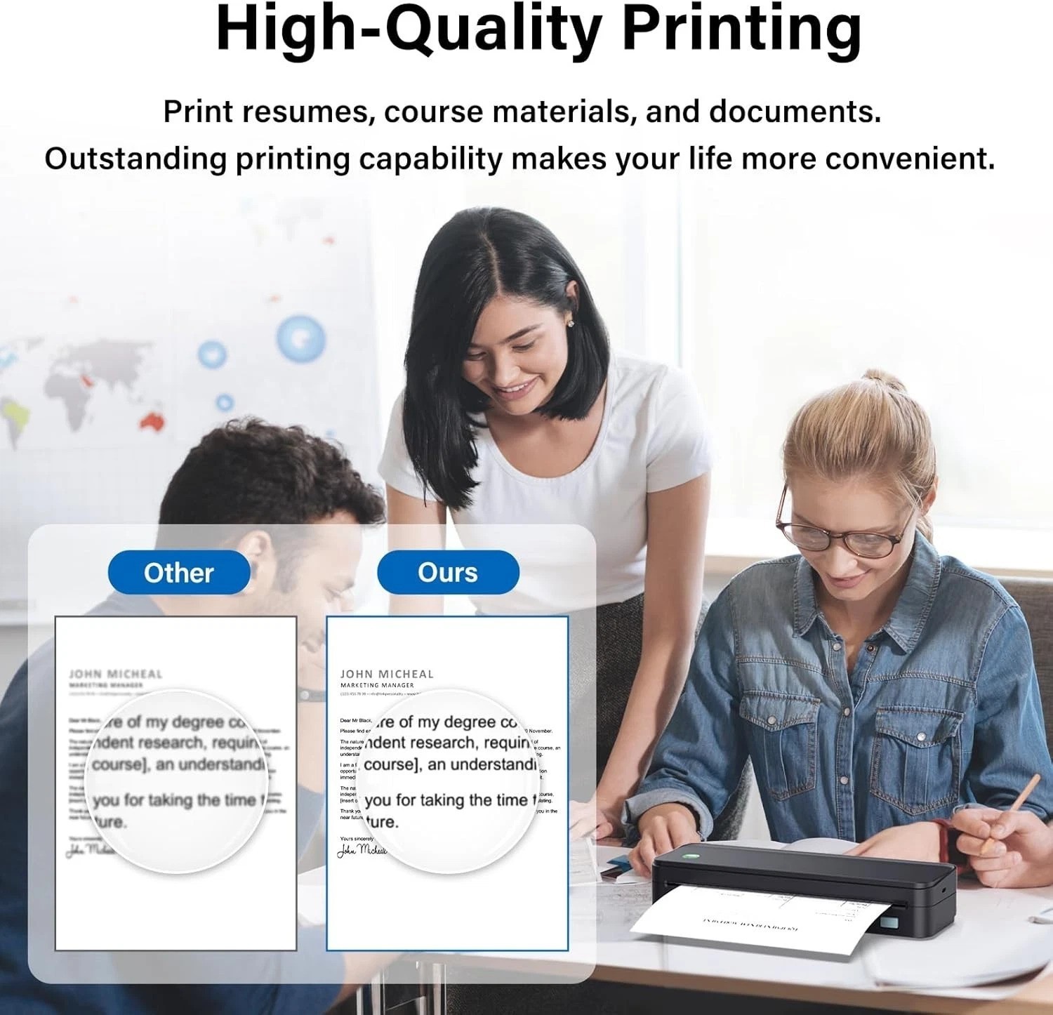 Inkless Portable Printer for Travel, Wireless Thermal Printer Supports 8.5 x …
