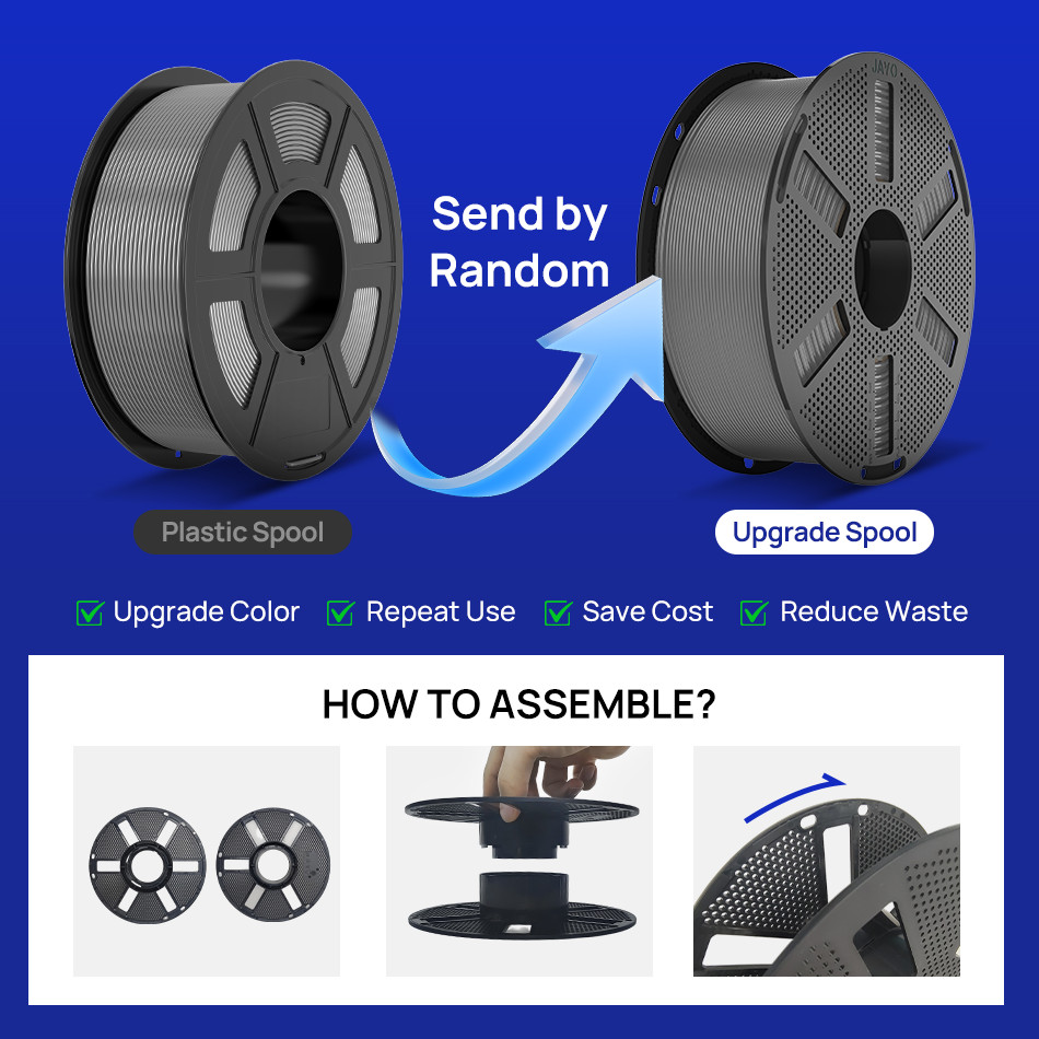 JAYO PLA Meta PETG PLA+ SILK ABS 3D Printer Filament 1.75mm 1KG 650G Tangle-free
