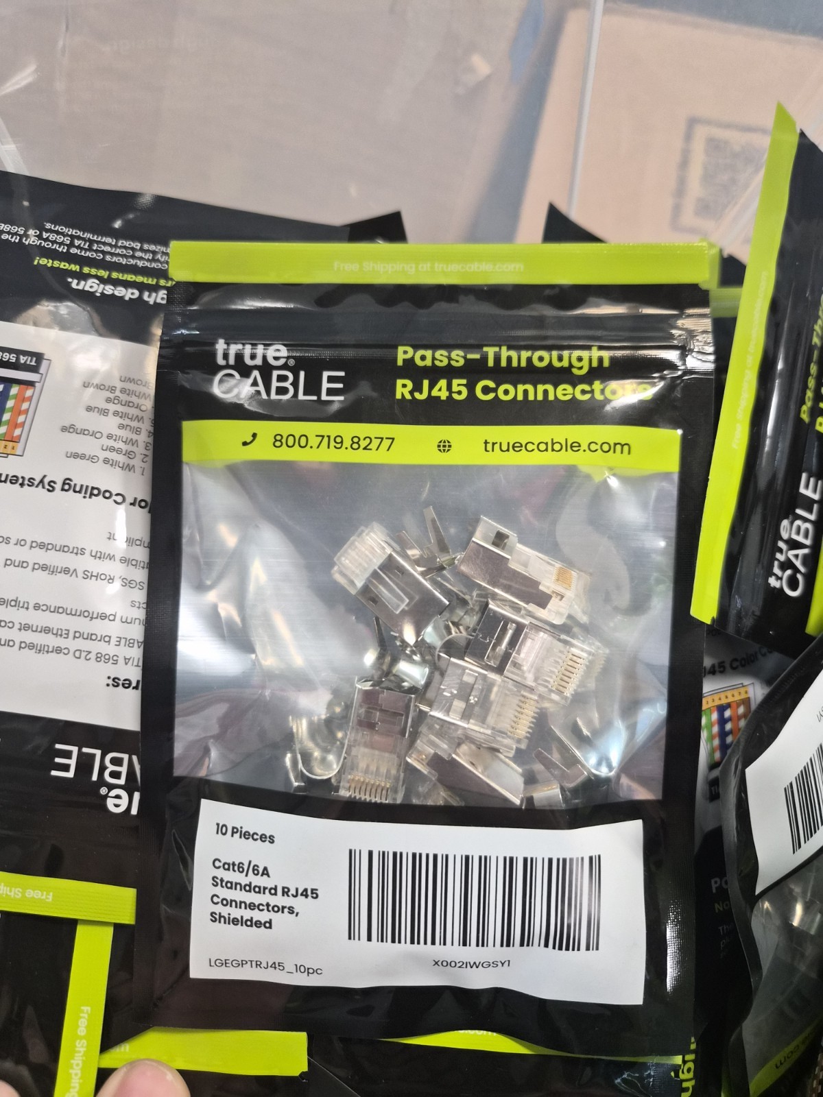 True Cable Cat6/6A Pass Through RJ45 Connectors Shielded 100 PCS