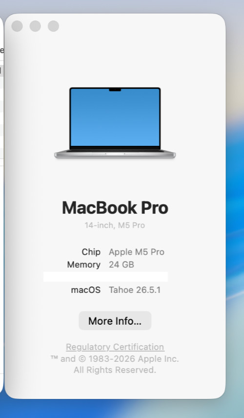 Apple MacBook Pro 14″ M5 Pro 20-Core GPU A3426 24GB RAM 2TB SSD 2026 – Excellent