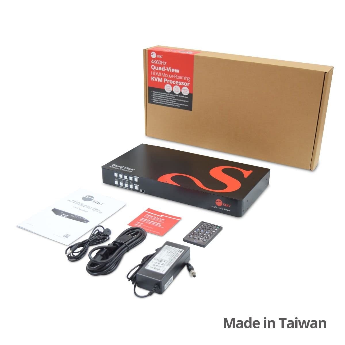 SIIG 4-Port 4K60 HDMI KVM Multiviewer, 4 in 2 Out, RS-232, CE-KV0J11-S1