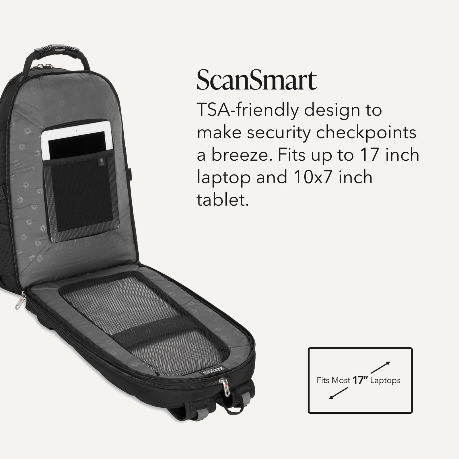 SWISSGEAR 1900 ScanSmart Laptop Backpack 18.5″, Fits Most 17-Inch Laptops 31L