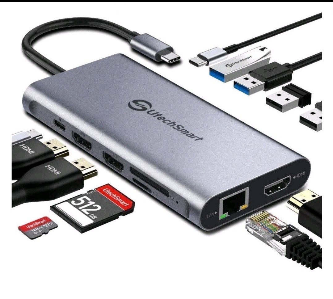 UtechSmart Model UCN3278 12-In-1 USB-C Triple Display Hub – New In Box Unused