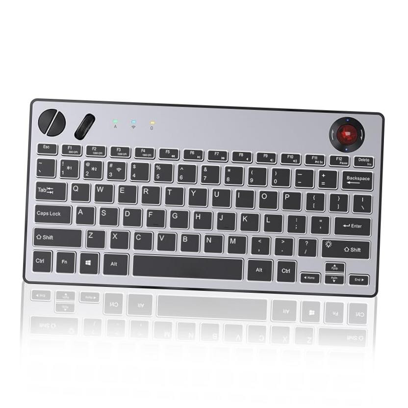 Three Modes Backlit Wireless Trackball Keyboard, 78 Keys, 800-1600 CPI