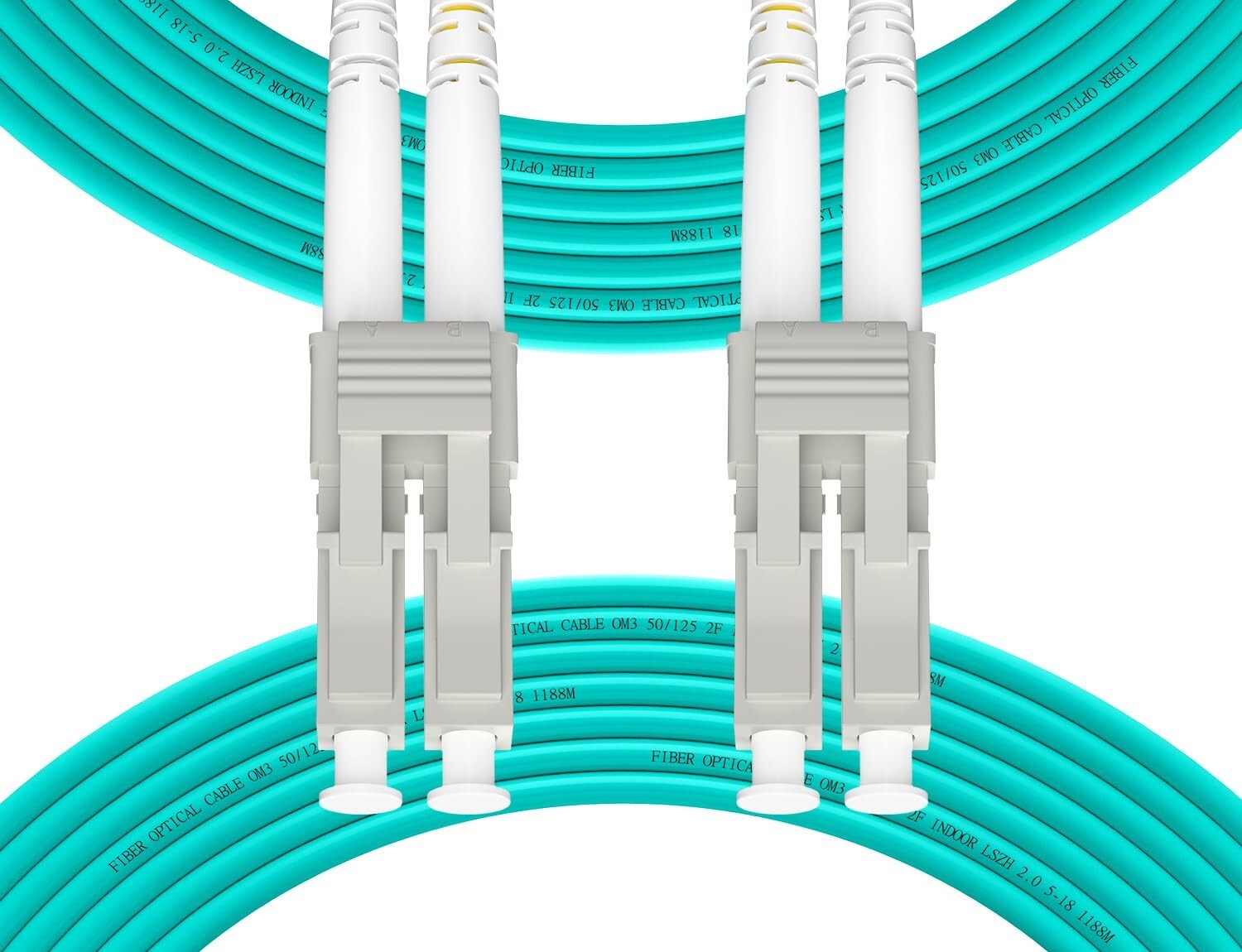 Fibergaga 0.5m(1.6ft) OM3 LC to LC Fiber Patch Cable 50/125µm 2.0mm 10GB Multi