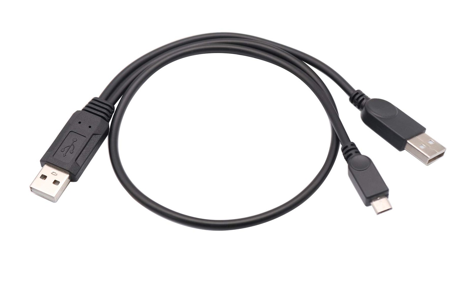 USB 2.0 a Dual Power Micro Cable, USB 2.0 a Male to USB 2.0 a +Micro USB Male Y