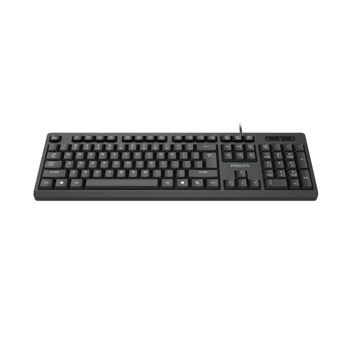 Philips USB Keyboard for Home or Office – 104/105 Quiet-Click Keys, Ergonomic, L