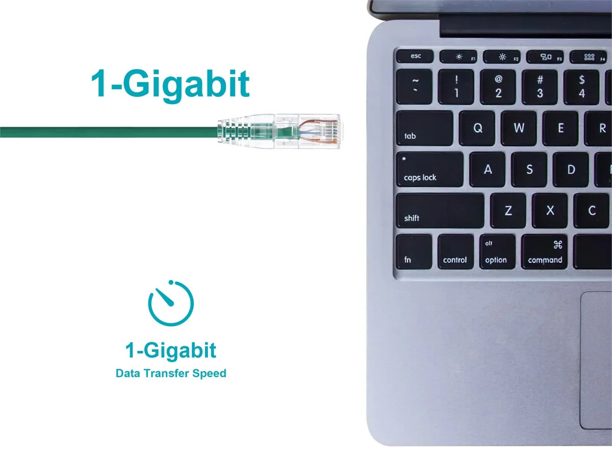 Monoprice Cat6 Ethernet Patch Cable – 1 feet – Green | Snagless RJ45 Stranded
