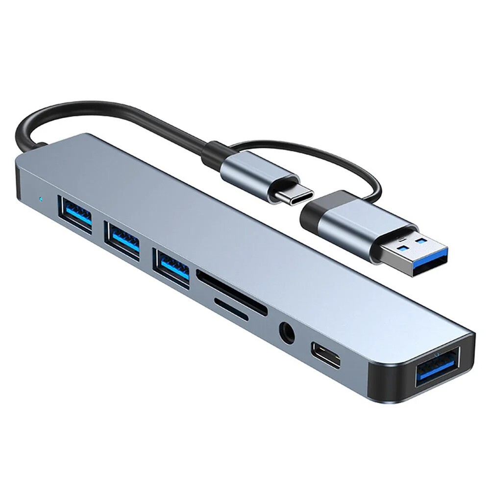 8-in-1 USB C Hub, USB 3.0 Docking Station with 5Gbps Port, SD/TF Card Reader