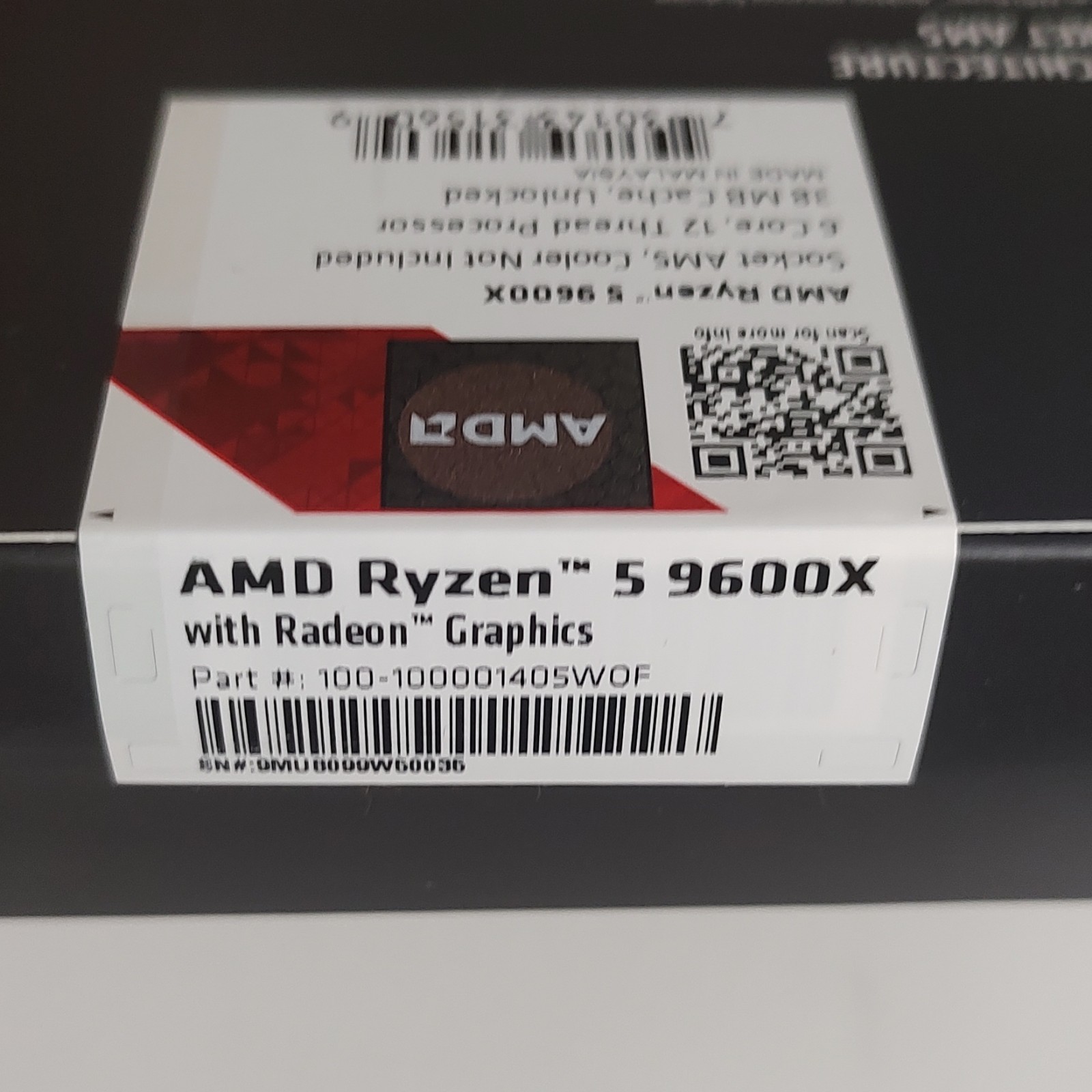 AMD Ryzen 5 9600X Desktop CPU 6-Core Socket AM5 Processor 100-100001405WOF