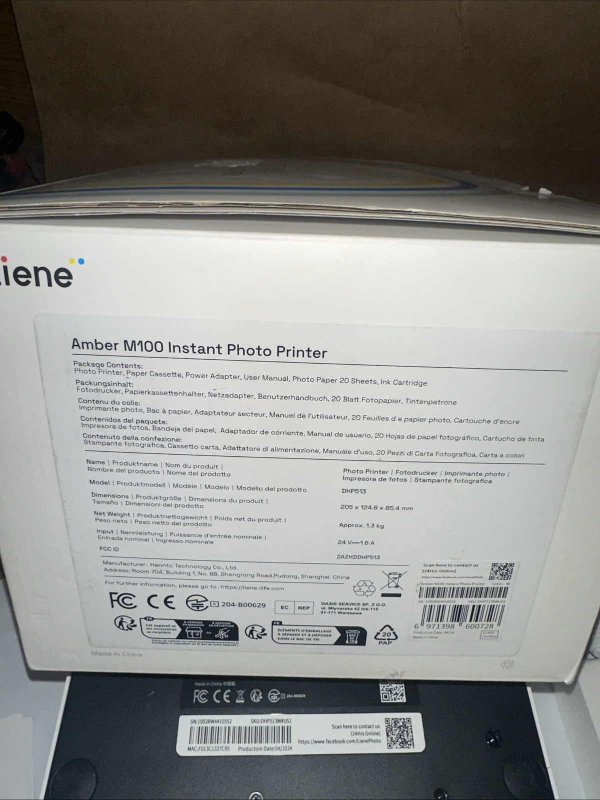 Liene M100 4x6In Full-Color Instant Photo Printer Lightly Used