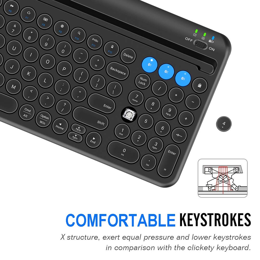 Wireless Bluetooth Keyboard BuiltIn Cradle For Windows iOS Android Mac