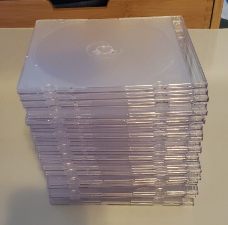 Lot 25 Standard Single Clear CD Jewel Case Assembled Clear Tray Pre-owned