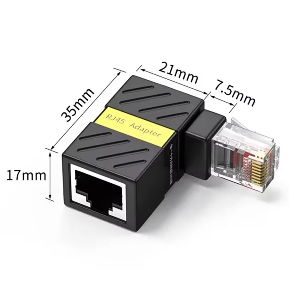 RJ45 360° Rotatable Plug 90 Degrees Right Angle Elbow Gigabit Adapter4973