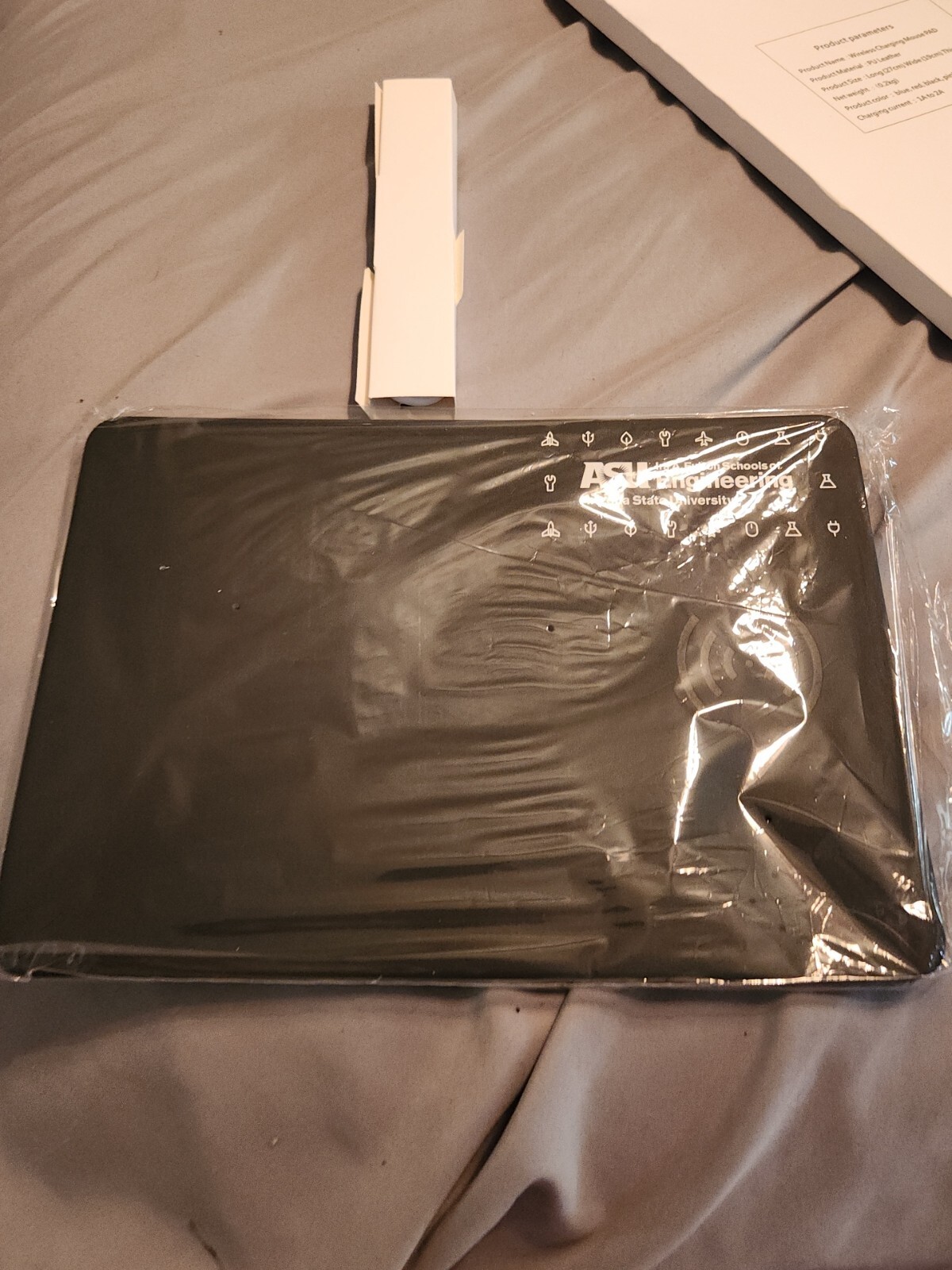Wireless Charging Mouse Pad (NEW) Black ASU Design PU Leather 27″cm/19″cm