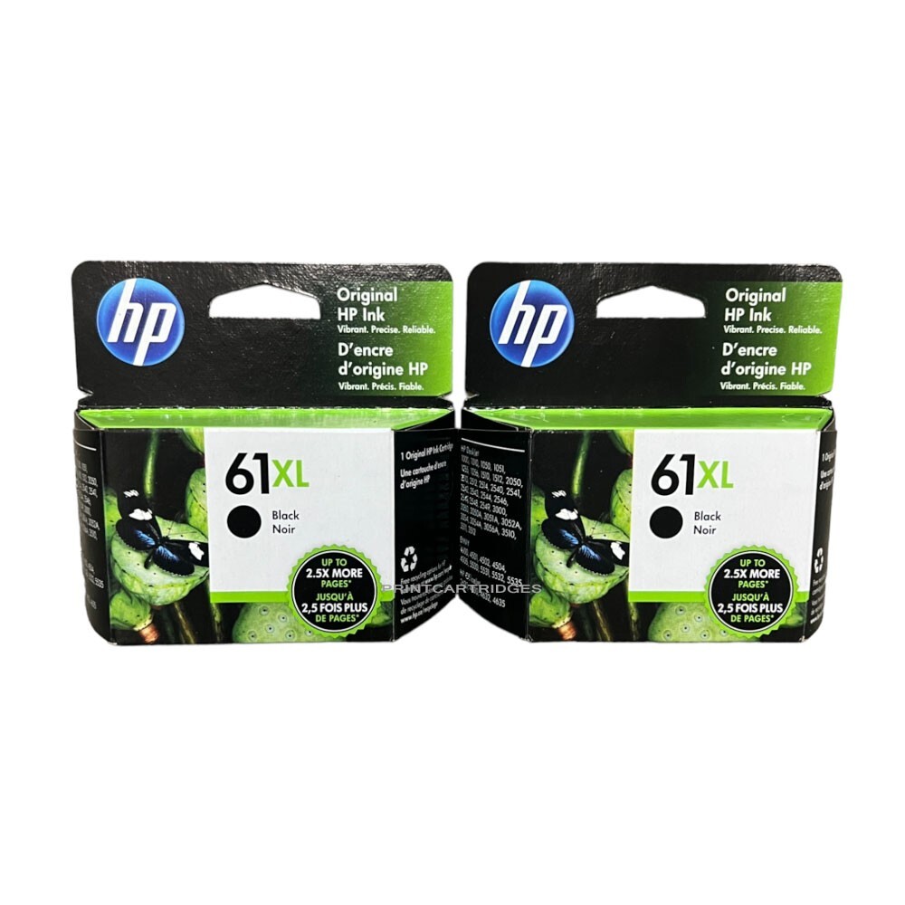 2pcs Genuine HP 61XL Black Ink Cartridges In Retail Box Exp 7-2027