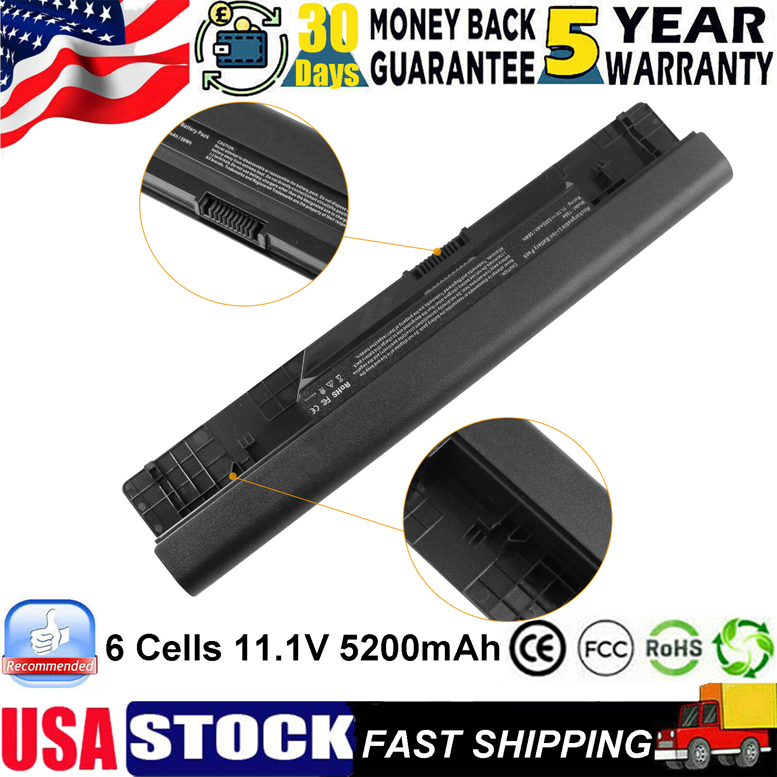 Battery For Dell Inspiron 1564 1464 1464D I1564 I1464 1764 NKDWV 0X0WDM UM6 58Wh