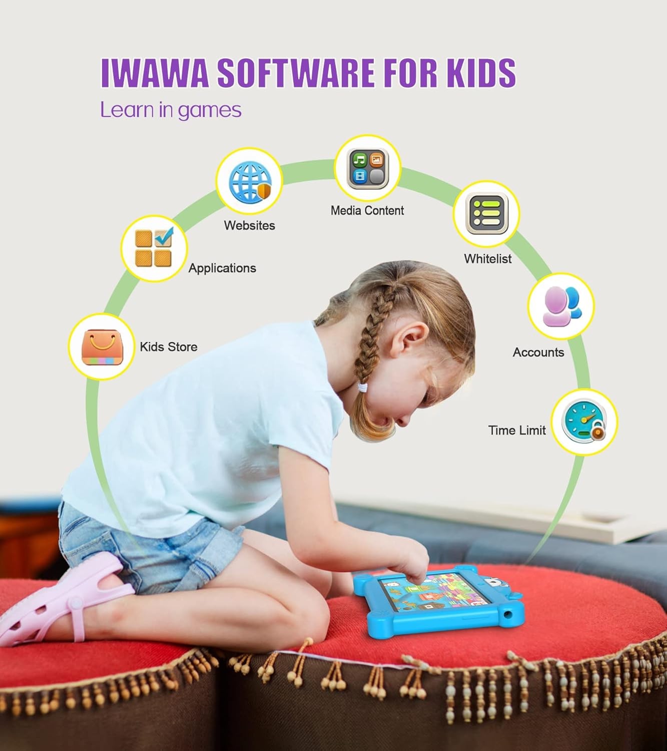 PRITOM Android 7 inch Kids Tablet 32GB Bluetooth WiFi Dual Camera Education PAD