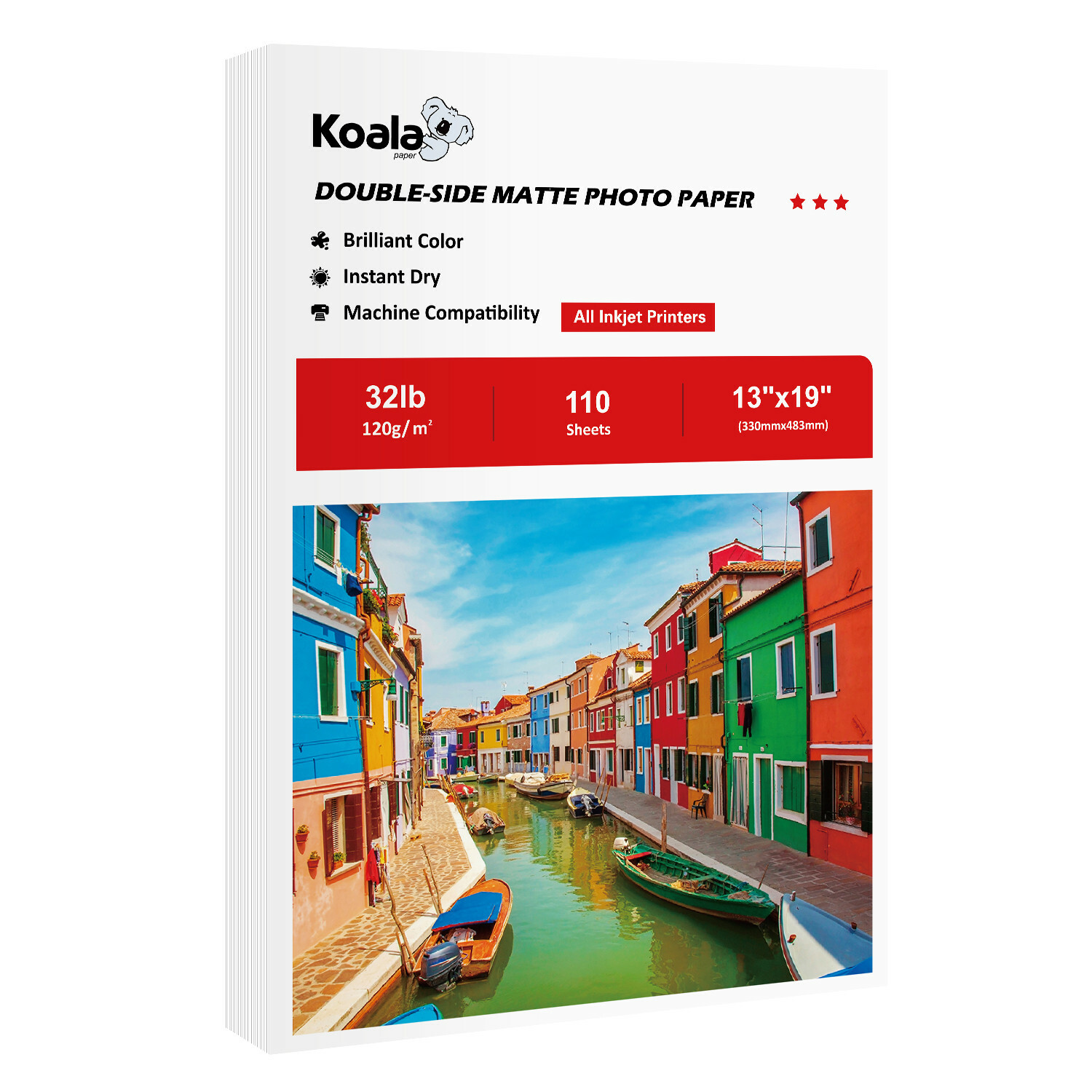 110 Sheets Koala Double Sided Matte Photo Paper 13×19 32 lb Inkjet Printer 120g