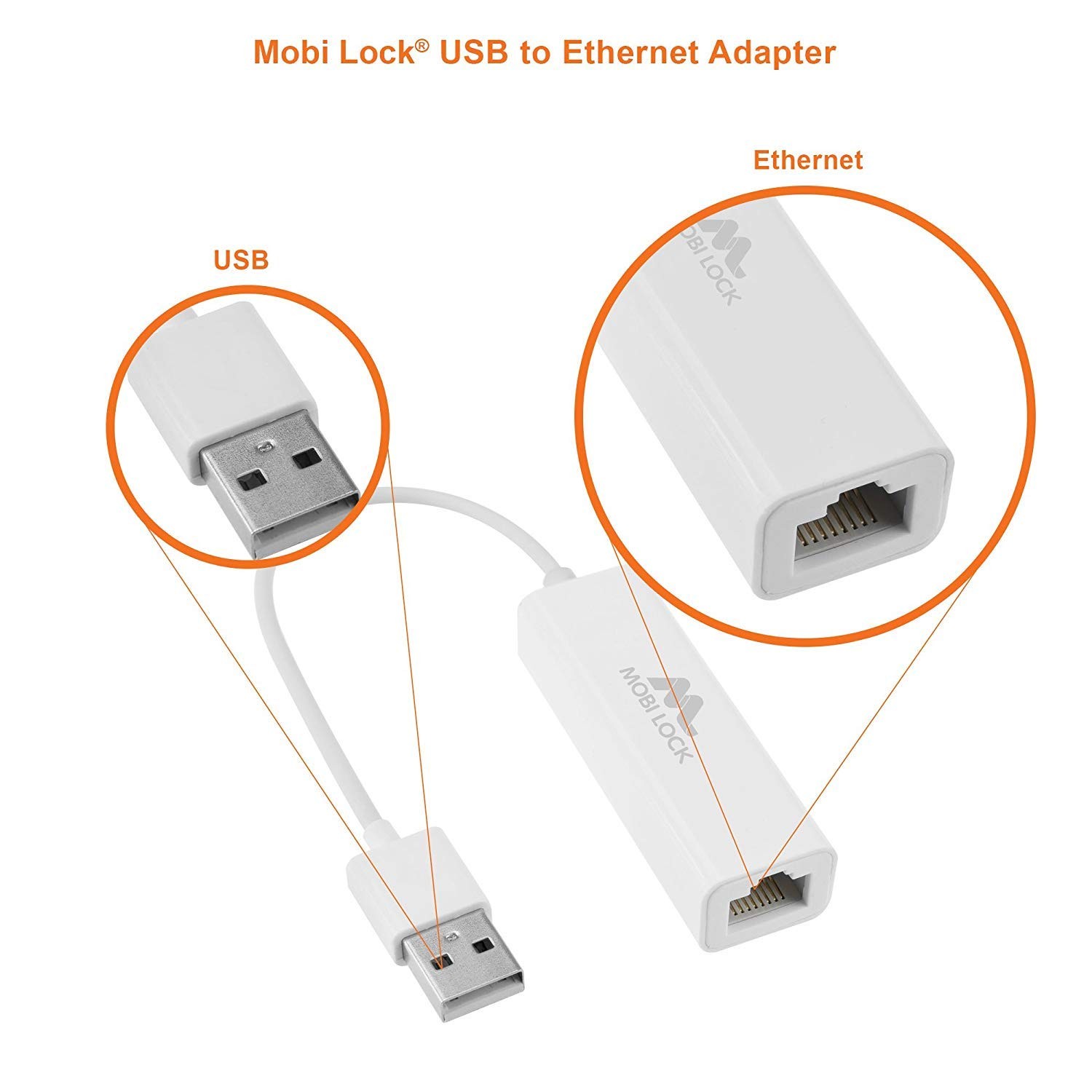 USB Ethernet LAN Network Adapter Compatible with Laptops and All USB 2.0 Comp…