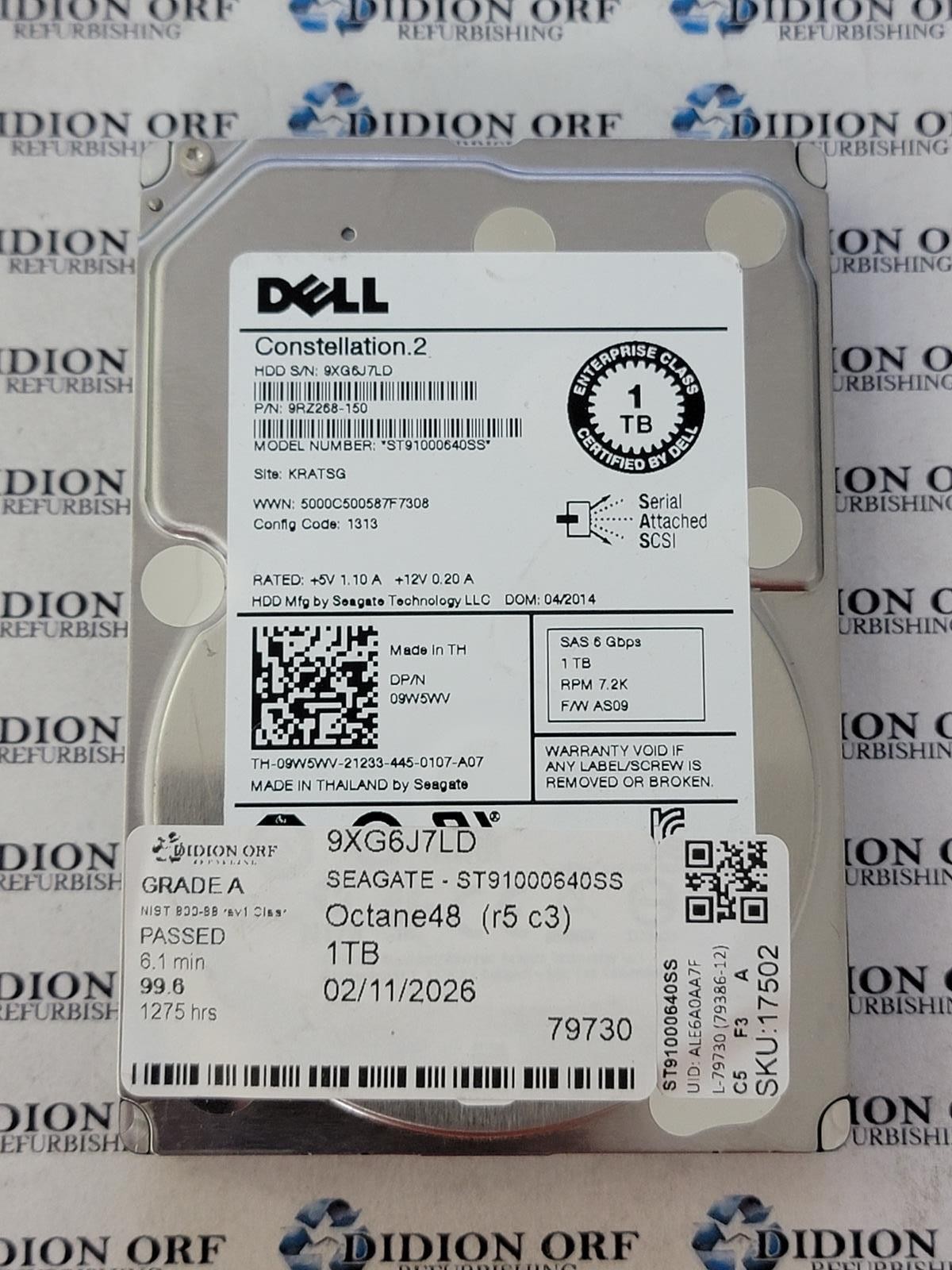 DELL 1TB 2.5″ SAS HDD 7200 RPM ST91000640SS, GRADE A, SKU 17502