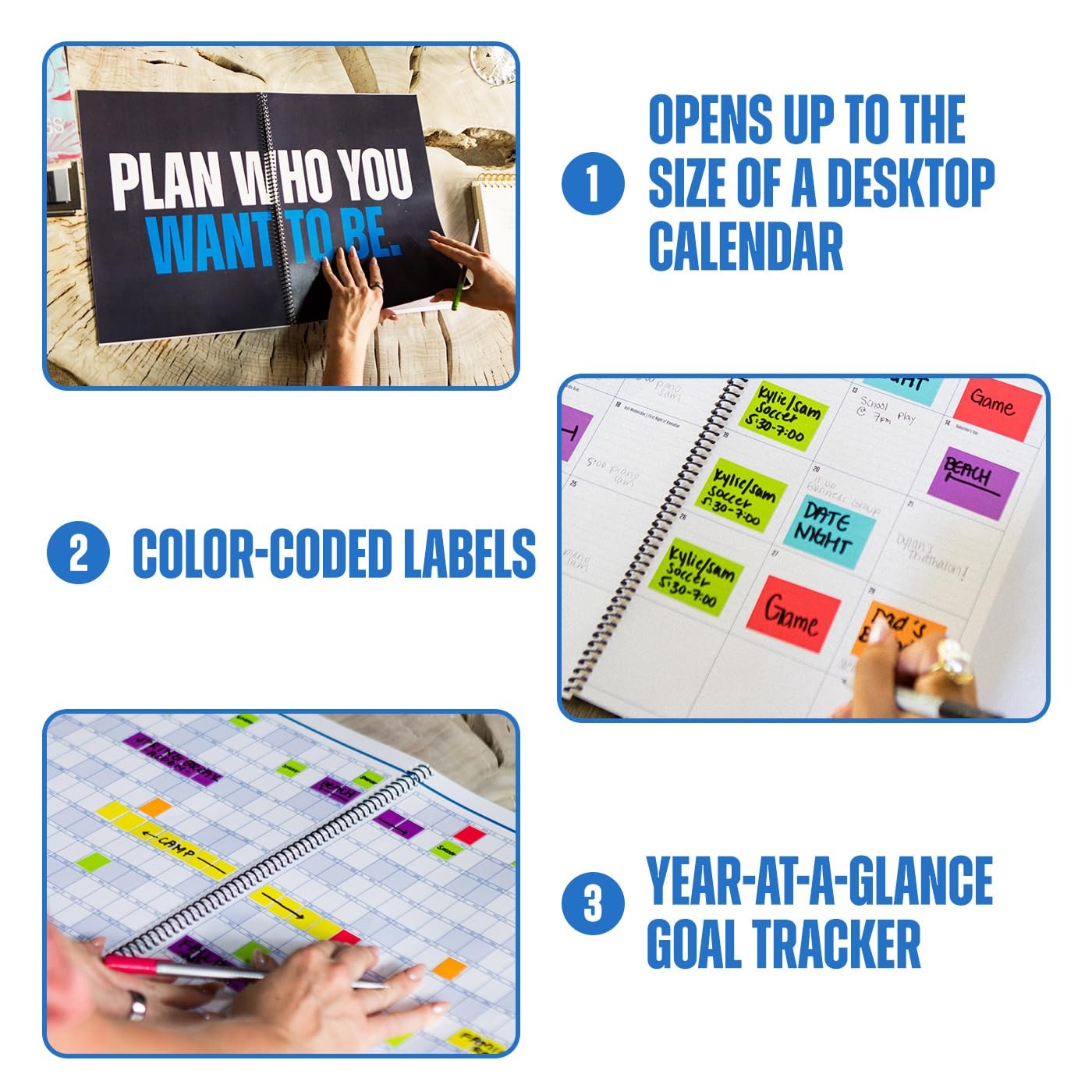Monthly Planner 2026 2027 11×14 Expands 22×14 Dry Erase Navy Blue Academic Year