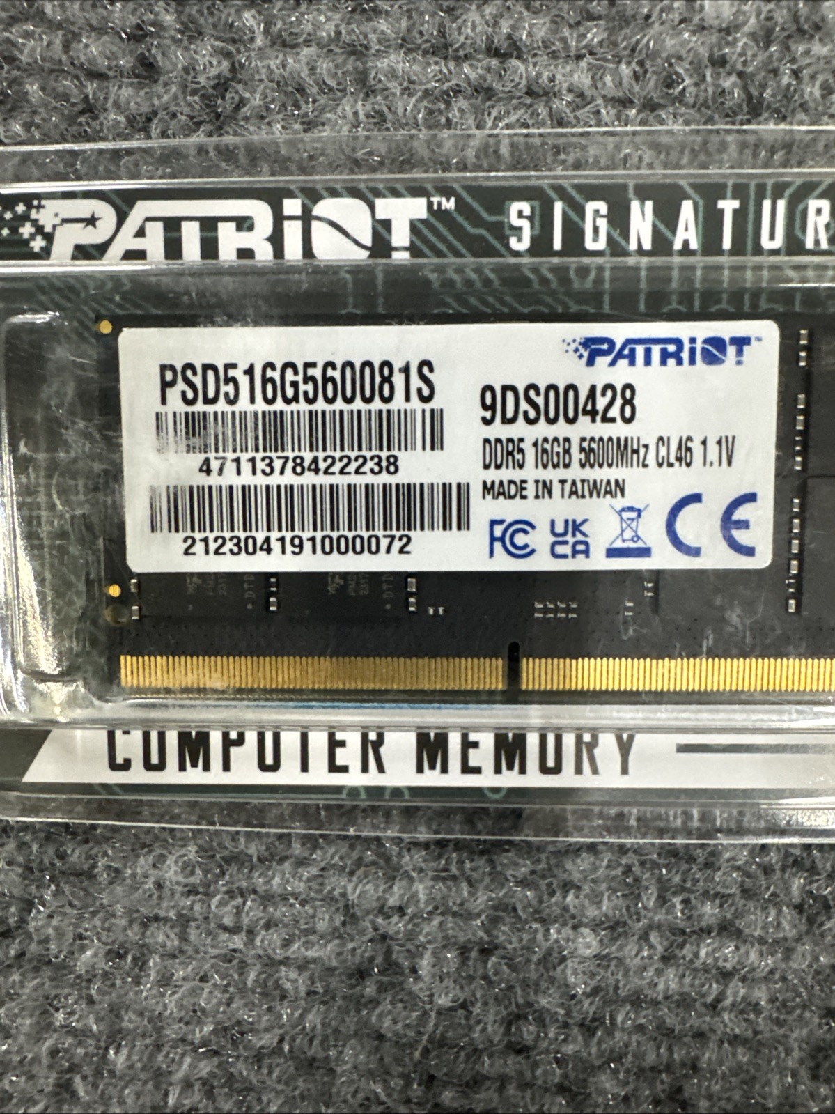 Patriot Signature Line 16GB DDR5 5600MHz SO-DIMM Non-ECC 262-Pin RAM