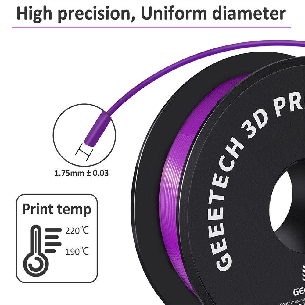 GEEETECH 3D Printer Filament Regular PLA Purple 1.75mm 1KG/Roll Consumables