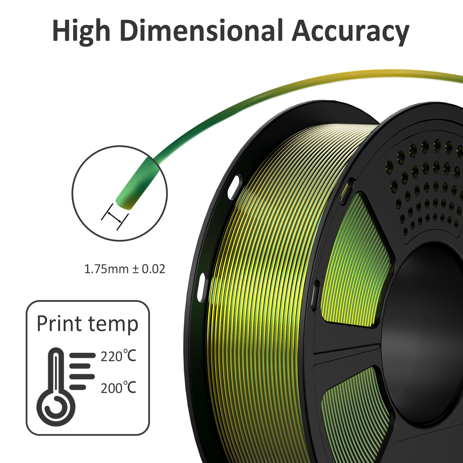 GEEETECH 3D Printer Filament Silk/Two-color/Tricolor Change PLA 1.75mm 1KG/Roll