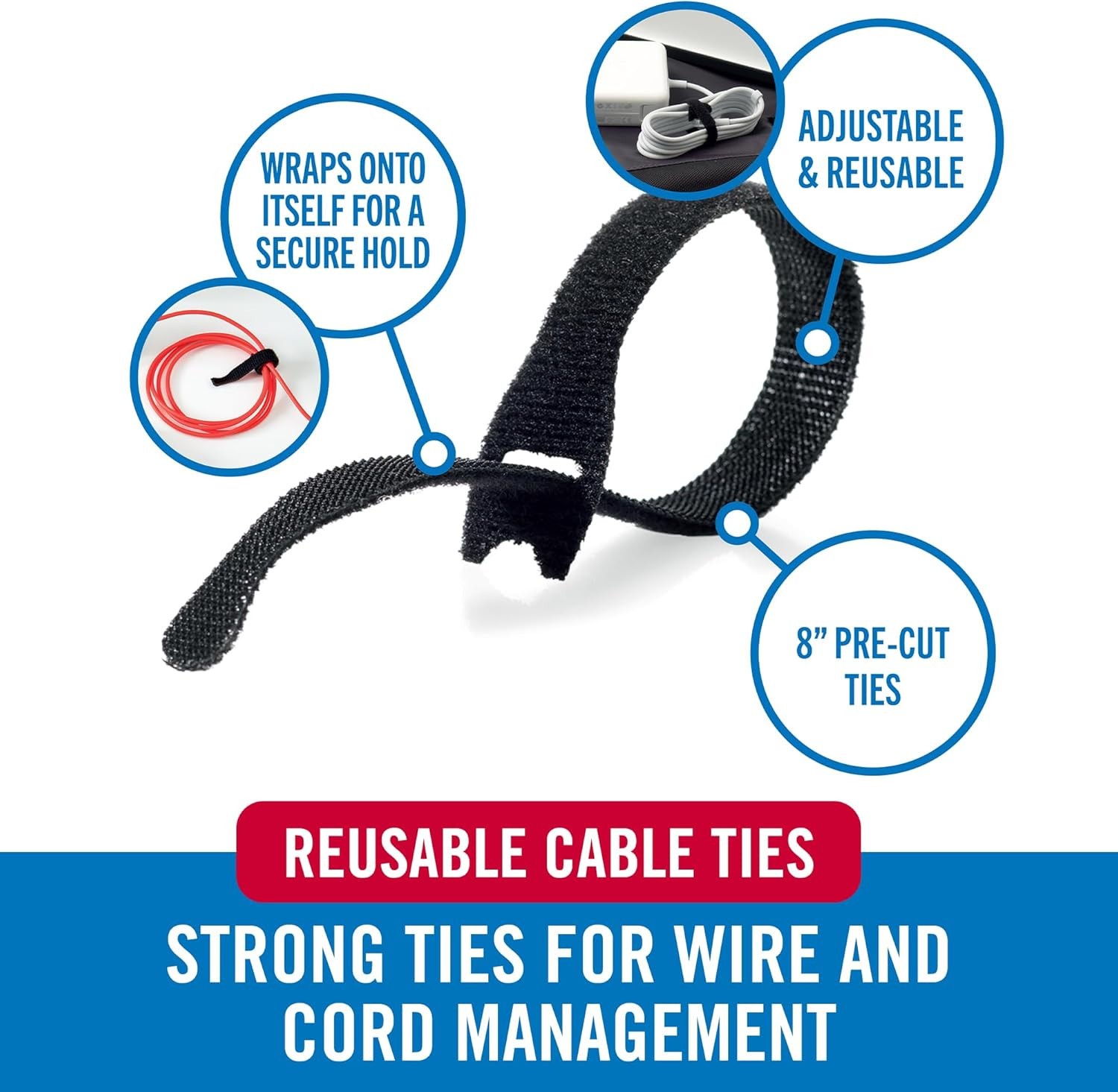 VELCRO Brand ONE-WRAP Cable Ties (Select Size & Color)