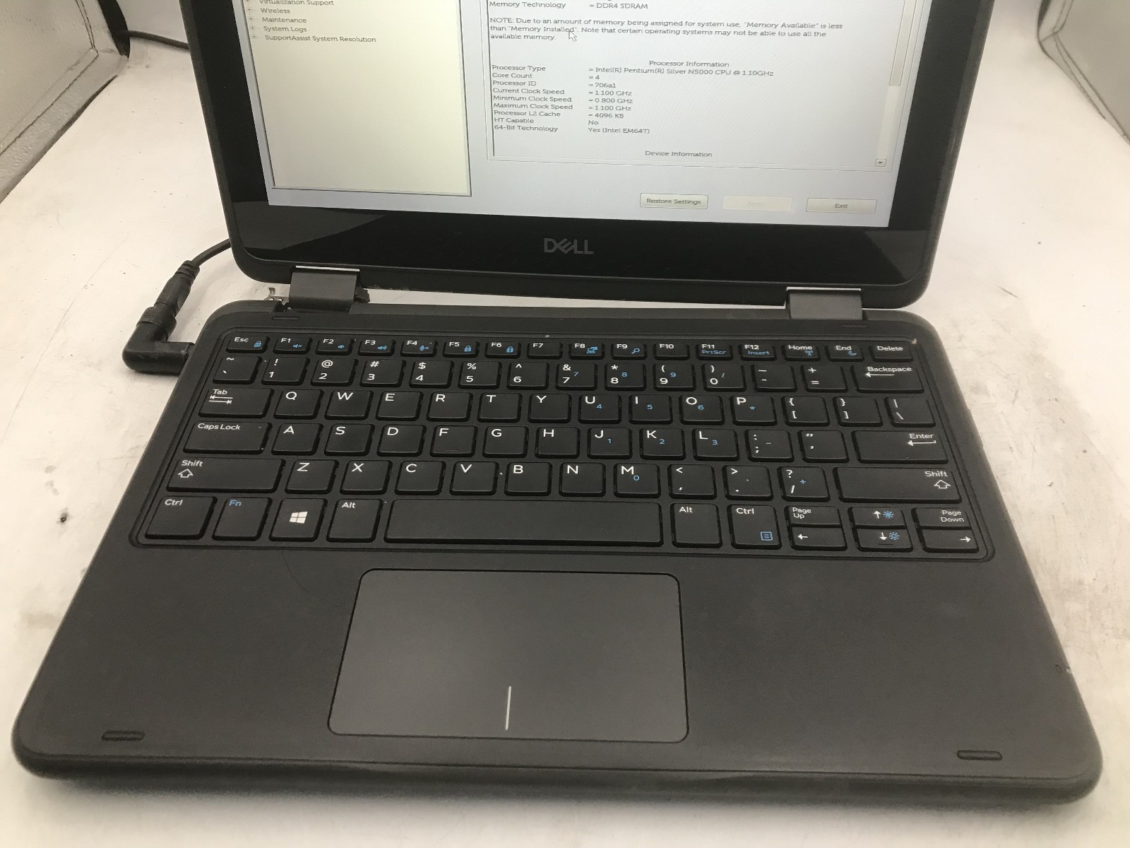 DELL LATITUDE 3190 -BOOTS TO BIOS- INTEL PENTIUM SILVER N5000 – 8GB RAM -READ-BB