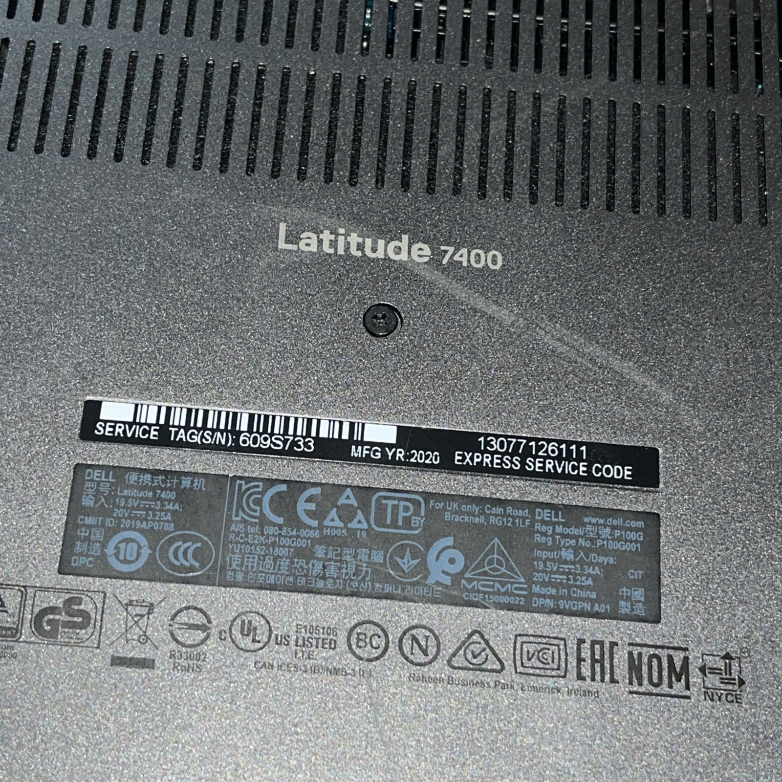 DELL LATITUDE 7400 INTEL CORE I7-8665U 1.90GHZ 8GB RAM NO HD