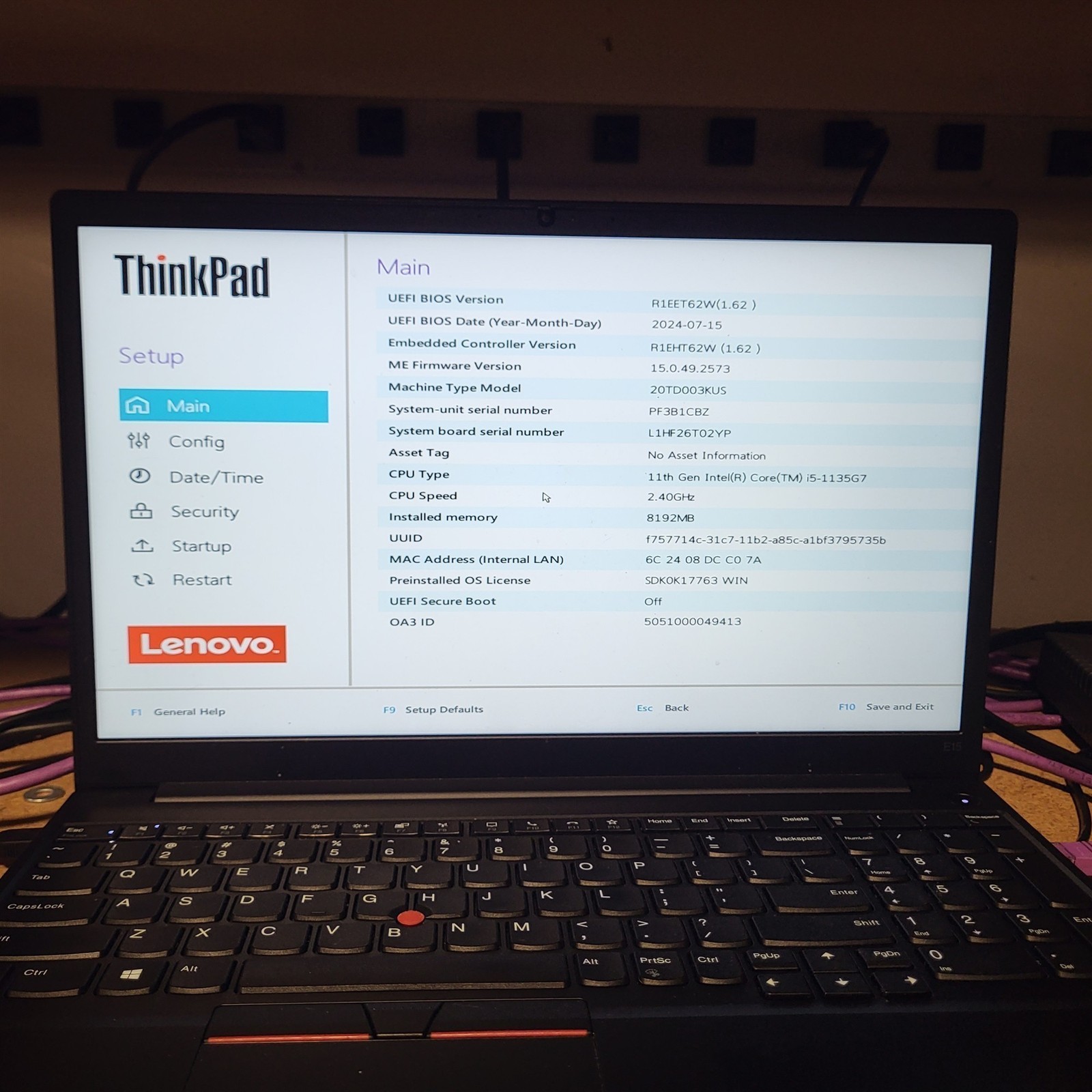 Lenovo ThinkPad E15 Gen 2 Laptop Intel i5-1135G7 2.5GHz 8GB 512GB SSD w/OS