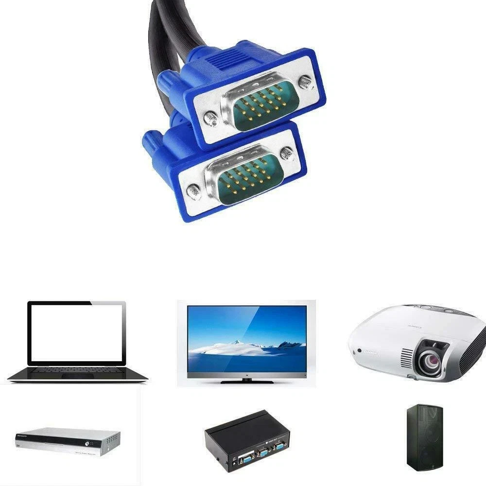 New 5ft 15 PIN Blue VGA 100ft VGA Monitor M/M Cable CORD FOR Monitor PC TV