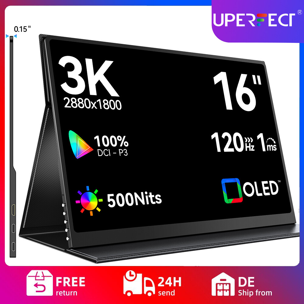UPERFECT OLED Portable Monitor 16″ 3K 2880×1800 120Hz Monitor For Game Xbox PS6