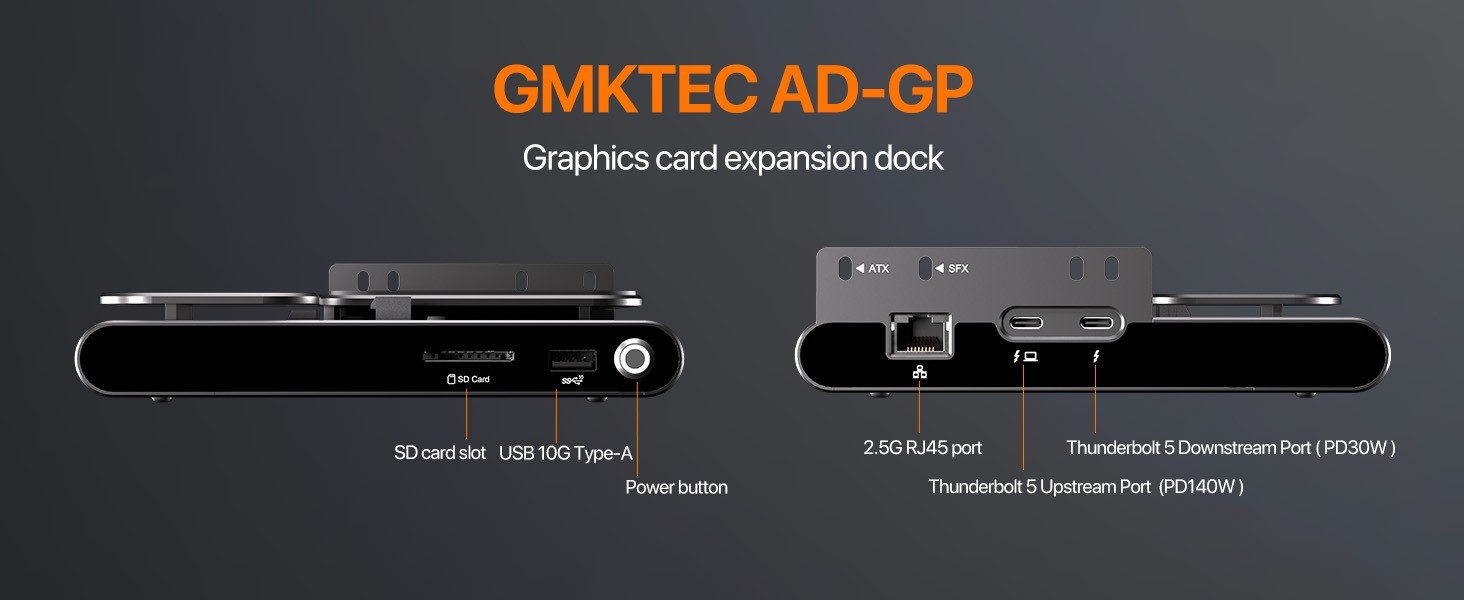 PELADN Link S-3 eGPU Dock with USB-C 64Gbps PCIe 4.0 Dual 80Gbps USB SD NVMe M2