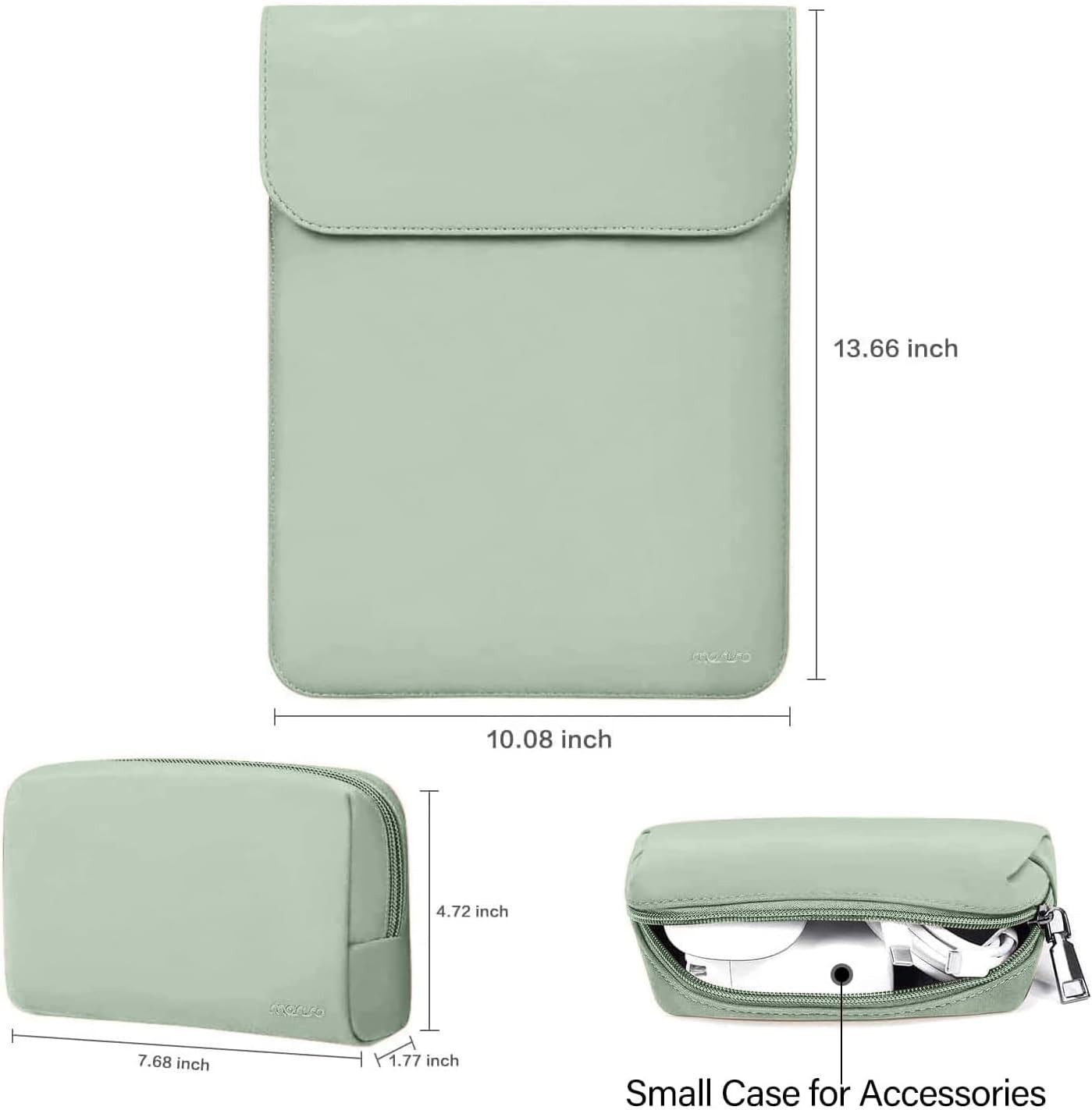 13-13.3 Inch Laptop Sleeve Case for MacBook Neo 13, Faux Suede Leather, Mint Gre