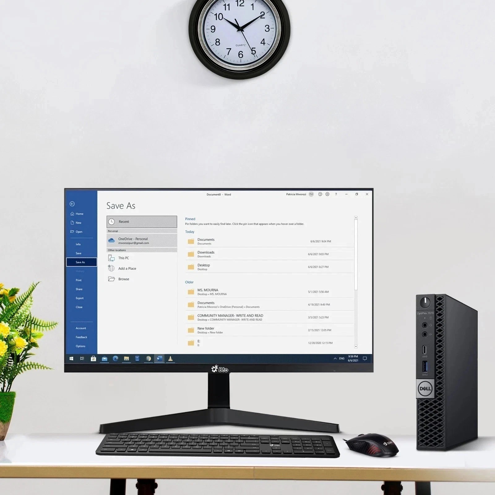 Dell 5060 Desktop Micro PC i7-8th 32GB RAM 1TB NVMe SSD Wireless-KB&M WiFi Win11