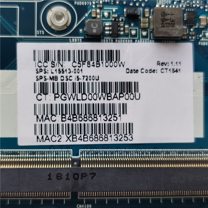 For HP 840 G5 I5-7200U AMD Radeon RX540 2G Motherboard 6050A2945601 L15513-001