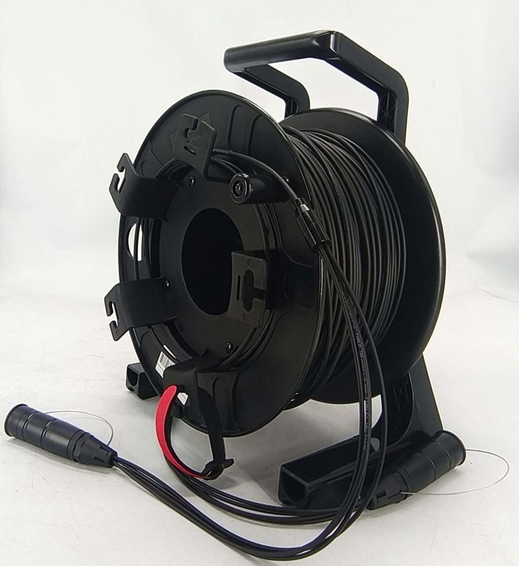 Armored Fiber Optic Cable ST to ST 6 Strands Single Mode with Fiber Reel